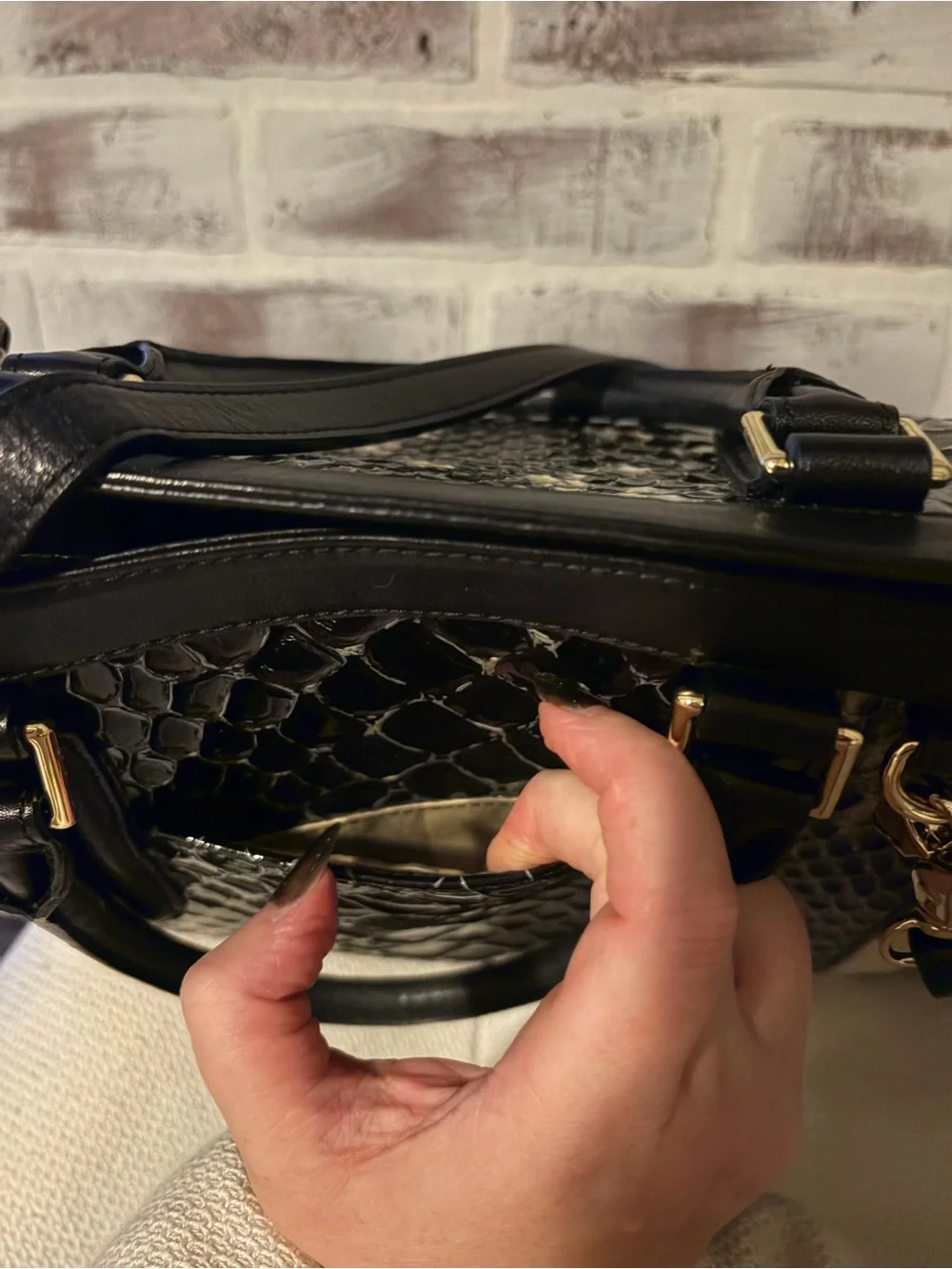 Brahmin Arden Satchel and matching wallet Black and Ivory Carlisle